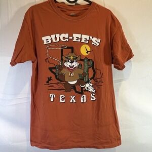 Buc-ee's Texas Round Up Mens Medium Burnt Orange Short Sleeve T-Shirt Size M Tee